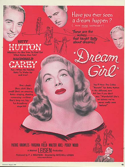 Betty Hutton Macdonald Carey DREAM GIRL movie ad 1948