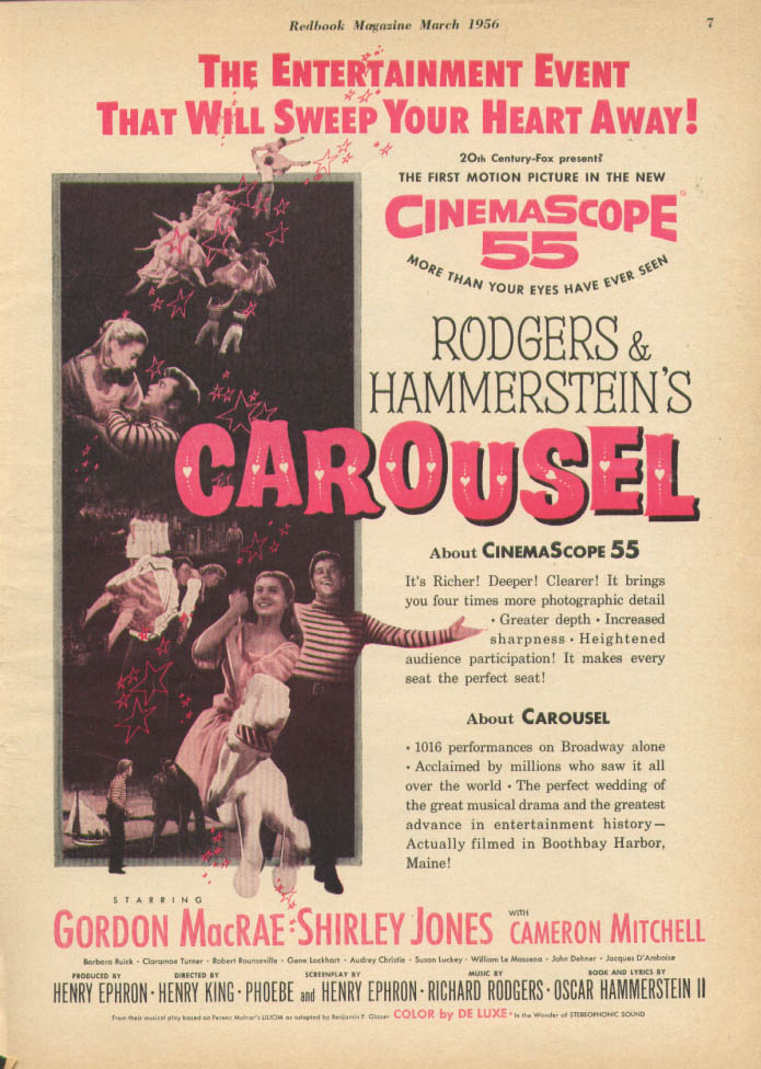 Gordon MacRae Shirley Jones in Carousel MAGAZINE ad 1956