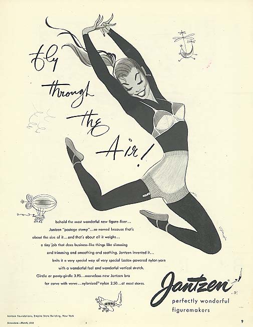 Fly Through the Air Pete Hawley Jantzen pin-up ad 1952