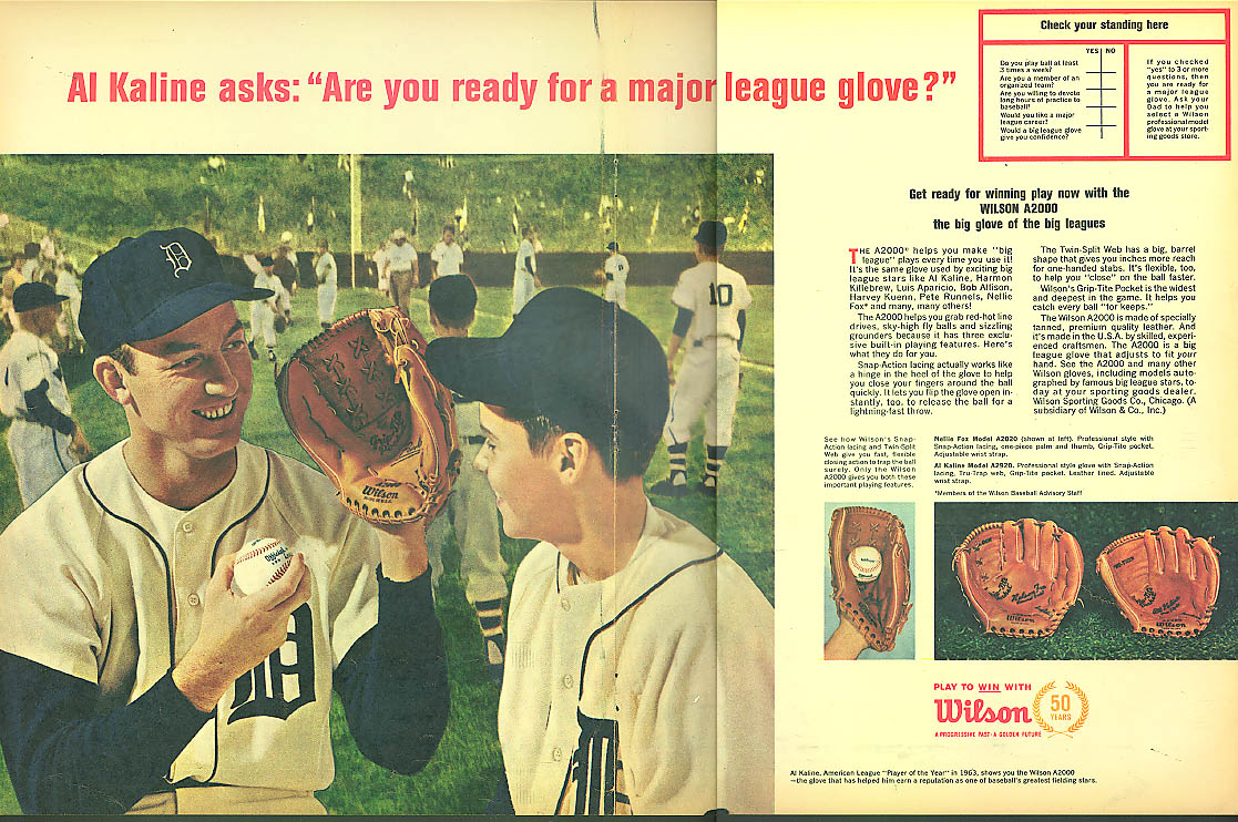 Al Kaline asks Are You Ready for a Wilson Major League Glove? Ad 1964