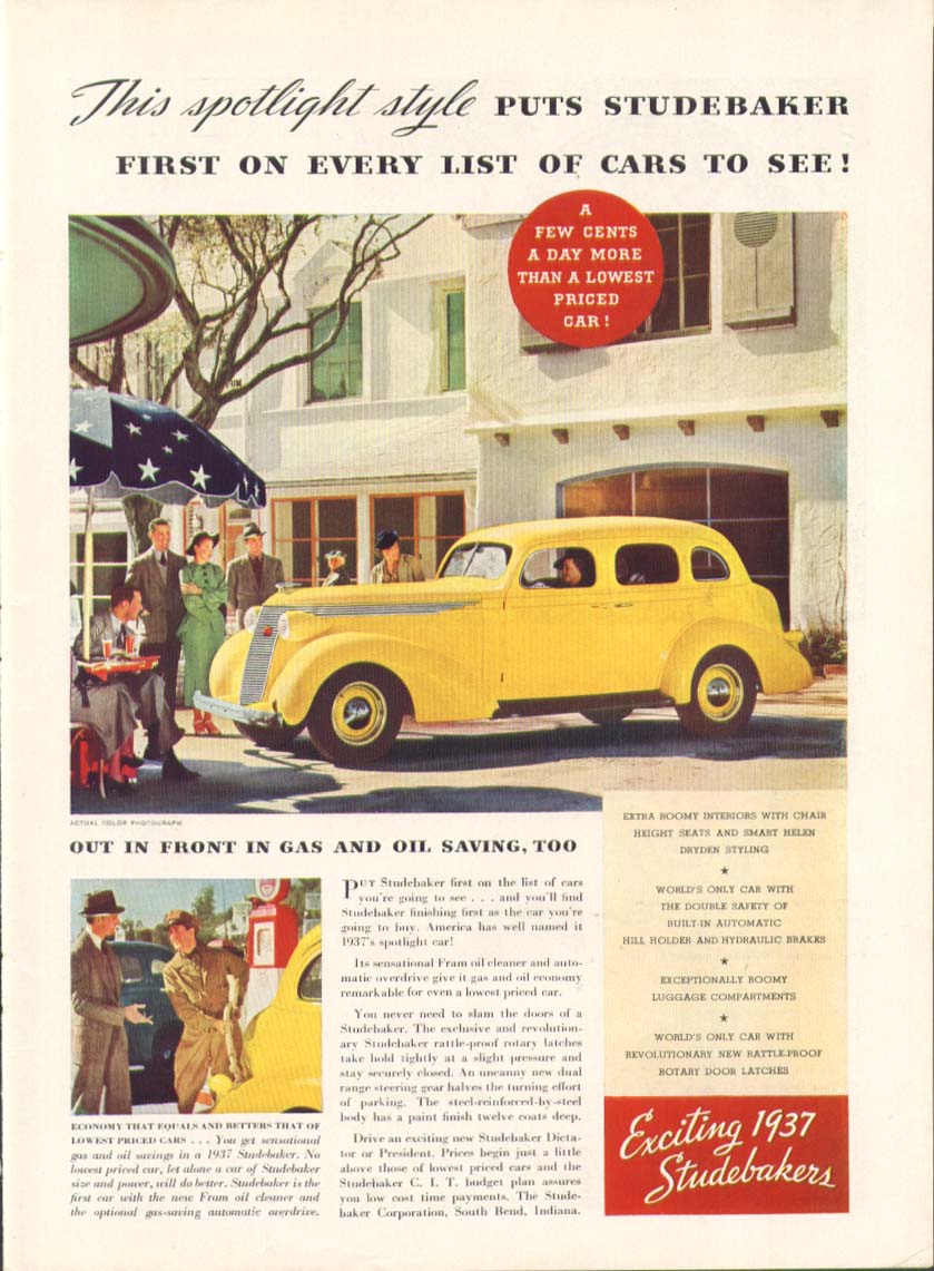 First on every list of cars to see Studebaker ad 1937