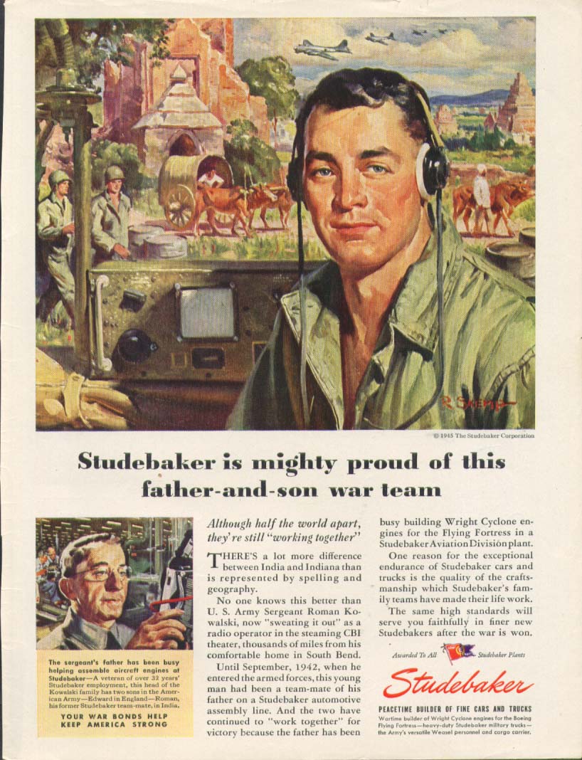 Kowalski father-&-son war team Studebaker ad 1945