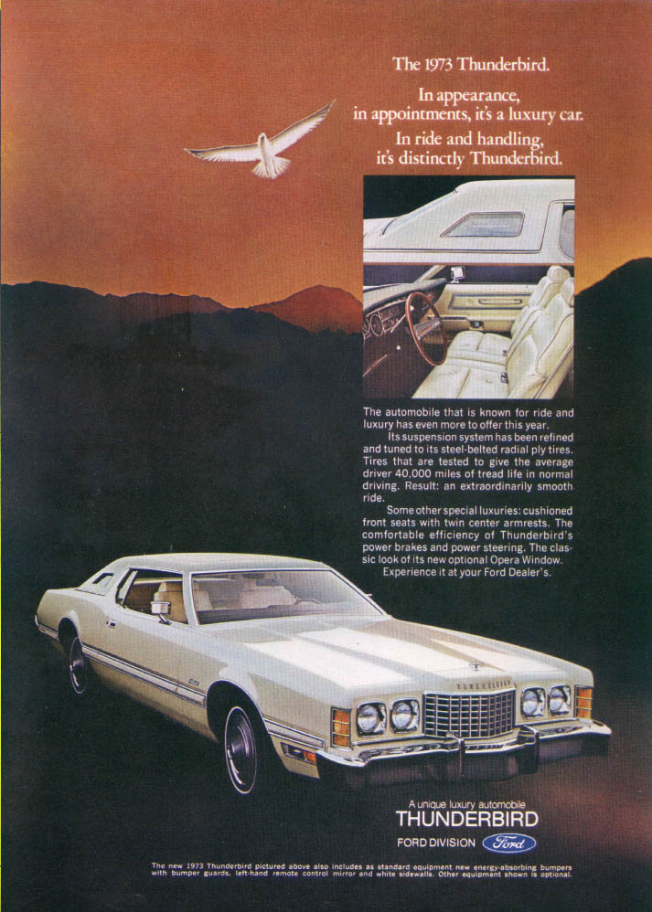 Ford Thunderbird appearance appointments luxury ad 1973