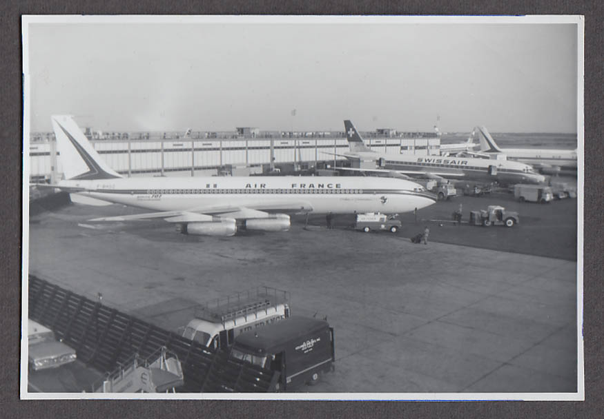 Air France Boeing 707 F-BH5O & Swissair DC-8 on ramp airliner photo