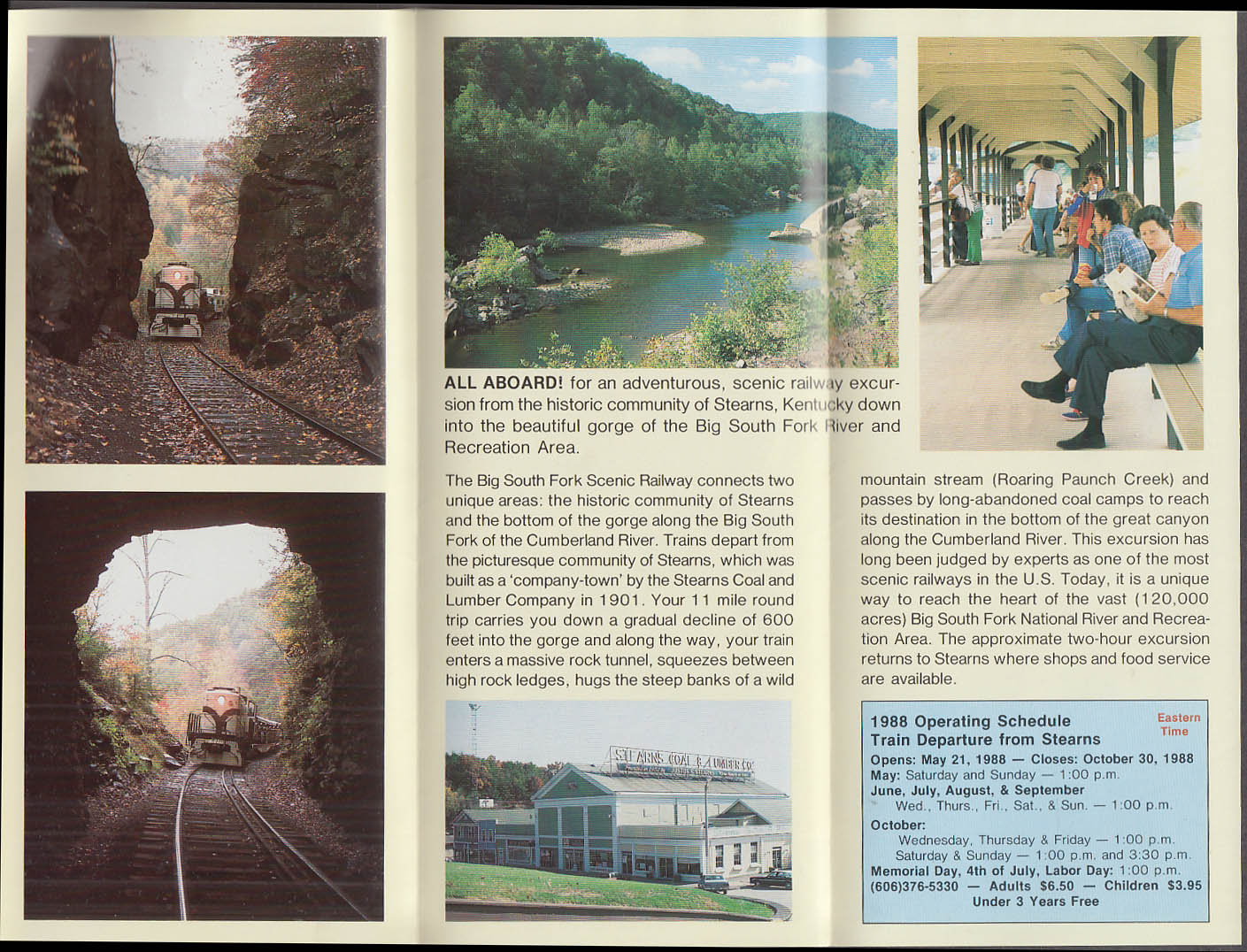 Big South Fork Scenic Railway folder Stearns KY 1988