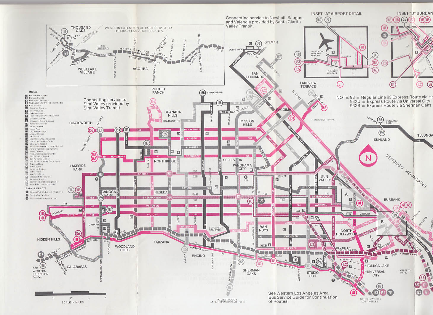 Southern California Rapid Transit RTD San Fernando Valley Route Map 1978