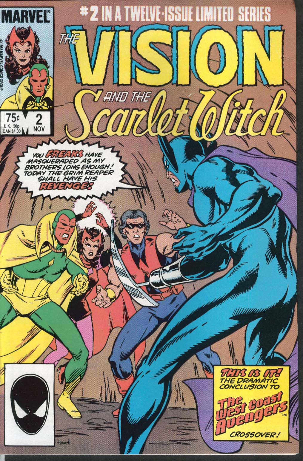 VISION & SCARLET WITCH #2 Marvel comic book 11 1985