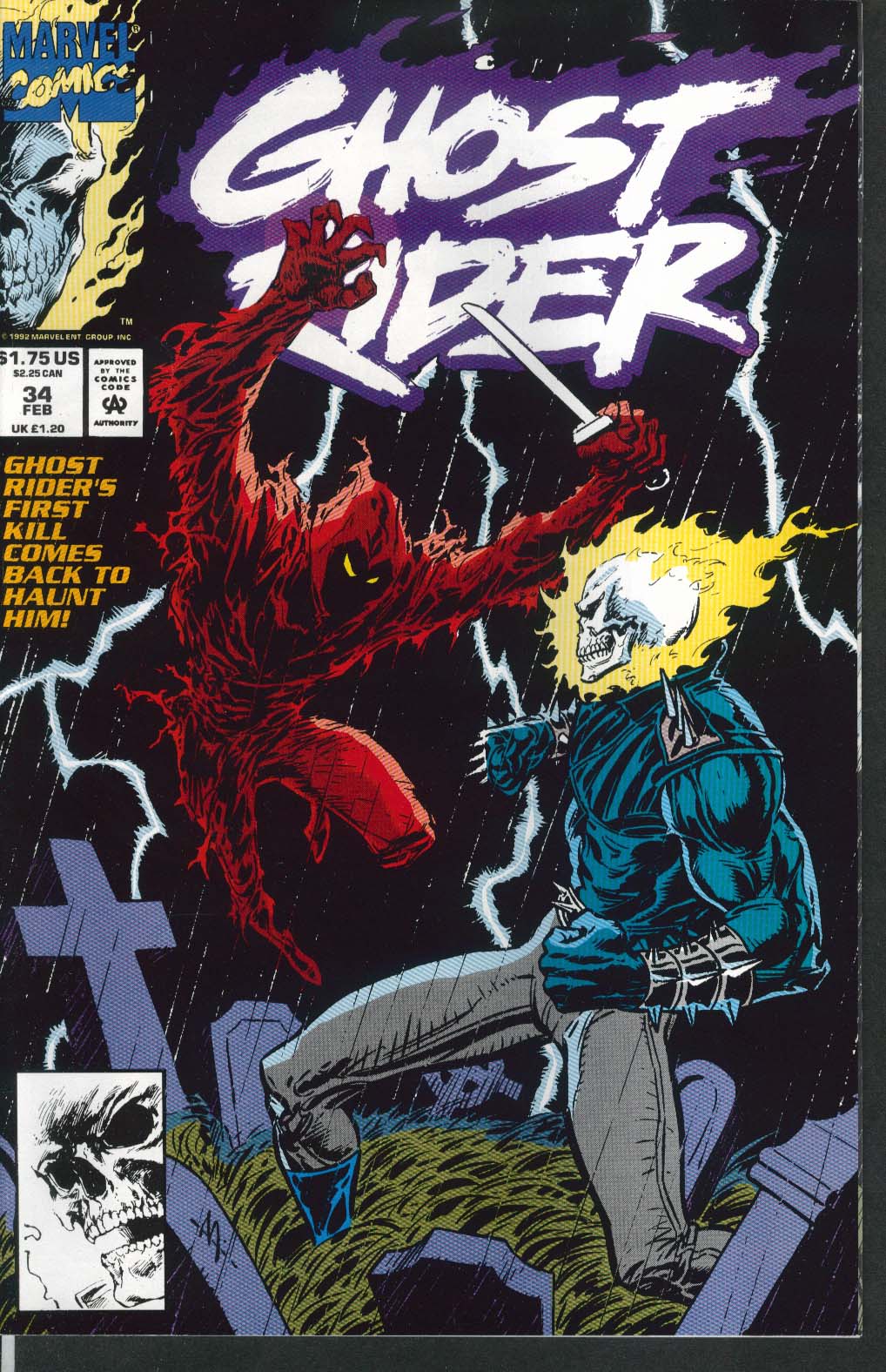 GHOST RIDER #34 Marvel comic book 2 1993