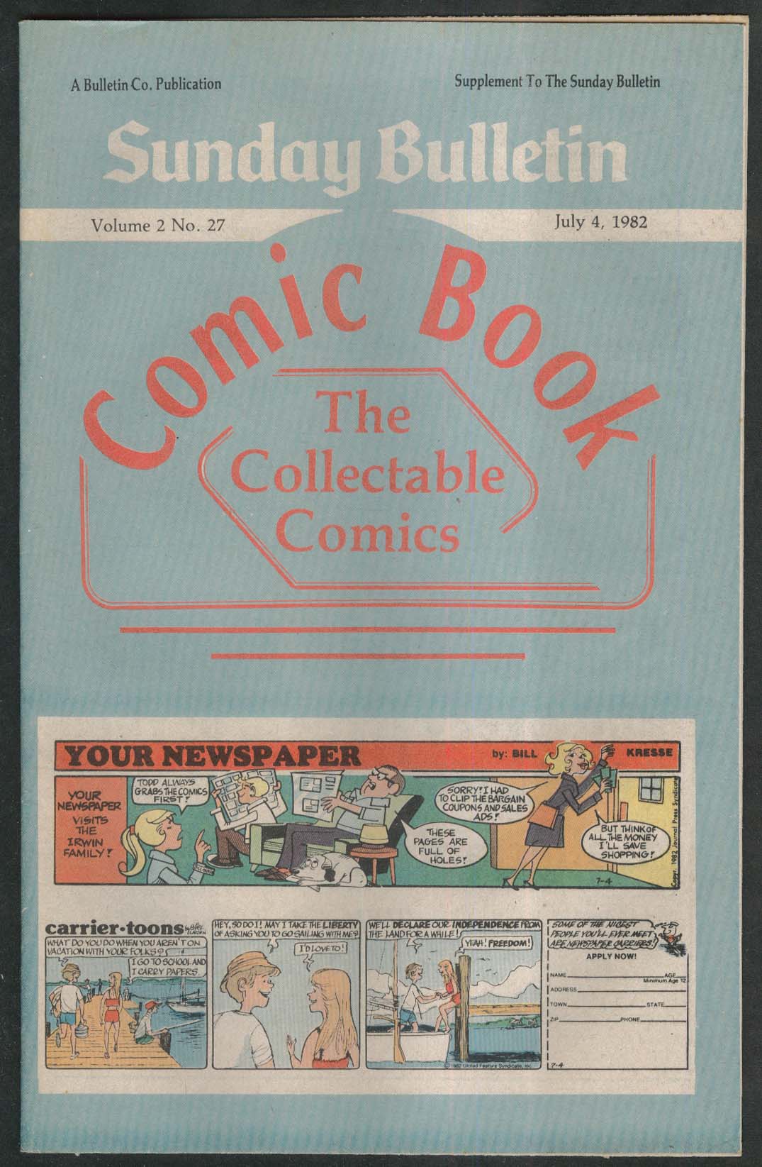 Sunday Bulletin Comic Book V2n27 Peanuts Doonesbury Superman Star Trek ...