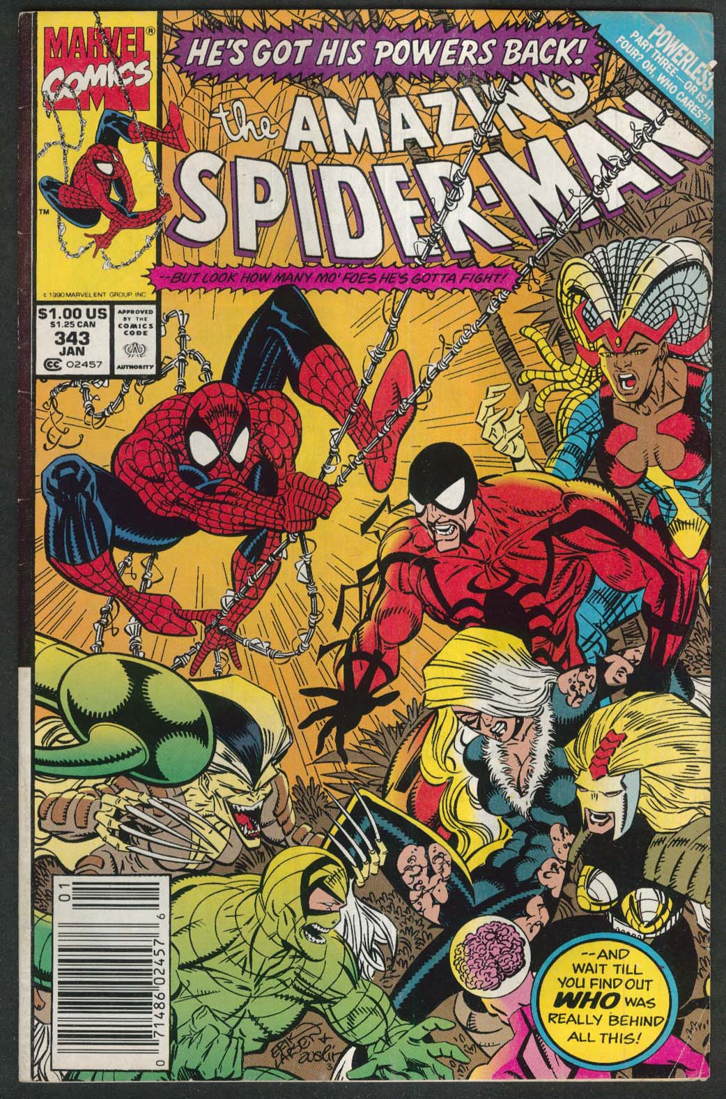 AMAZING SPIDER-MAN #343 Marvel comic book 1 1991