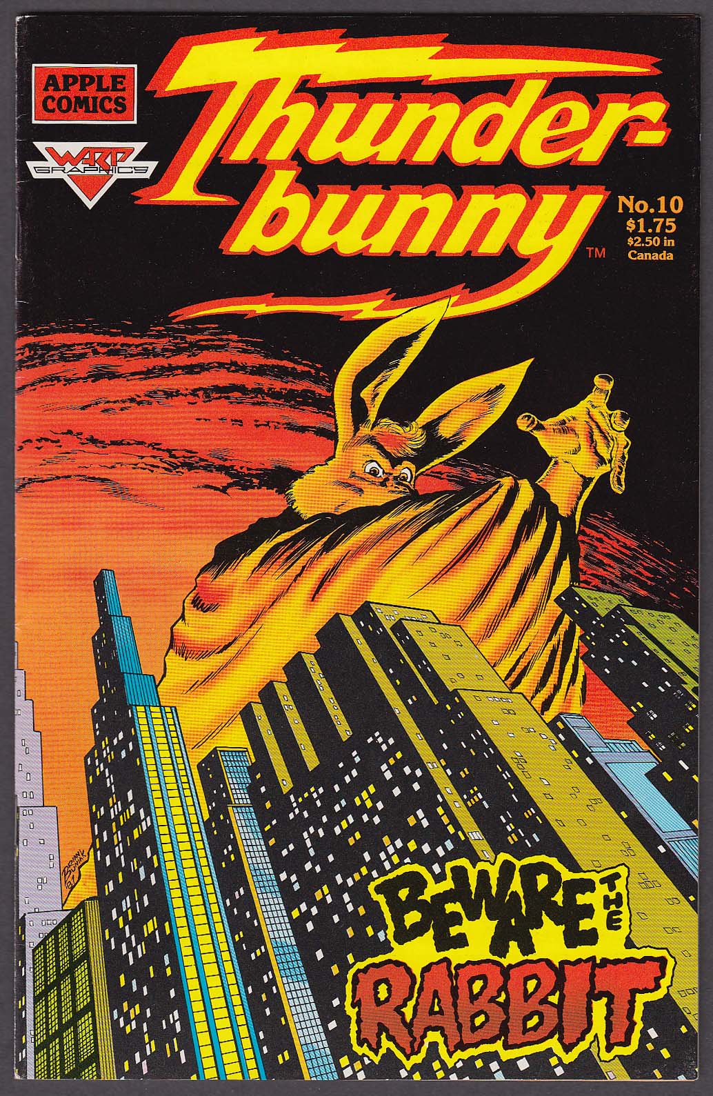 THUNDER BUNNY #10 Apple/Warp Graphics comic book 7 1987