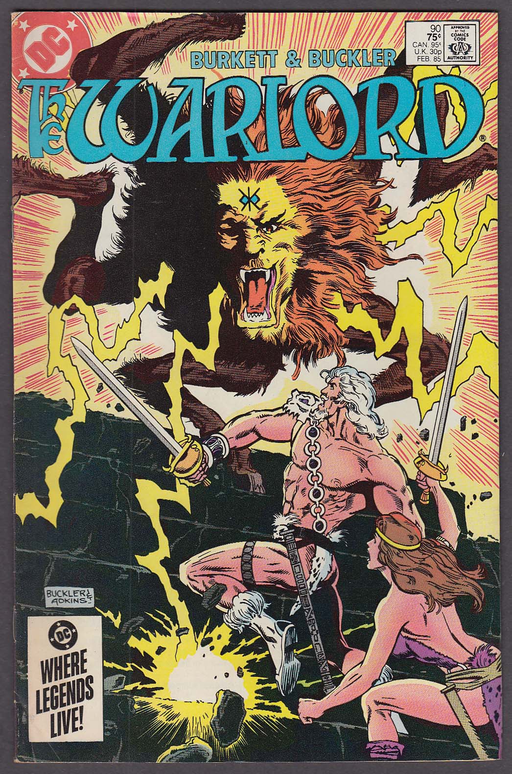 WARLORD #90 DC comic book 2 1985