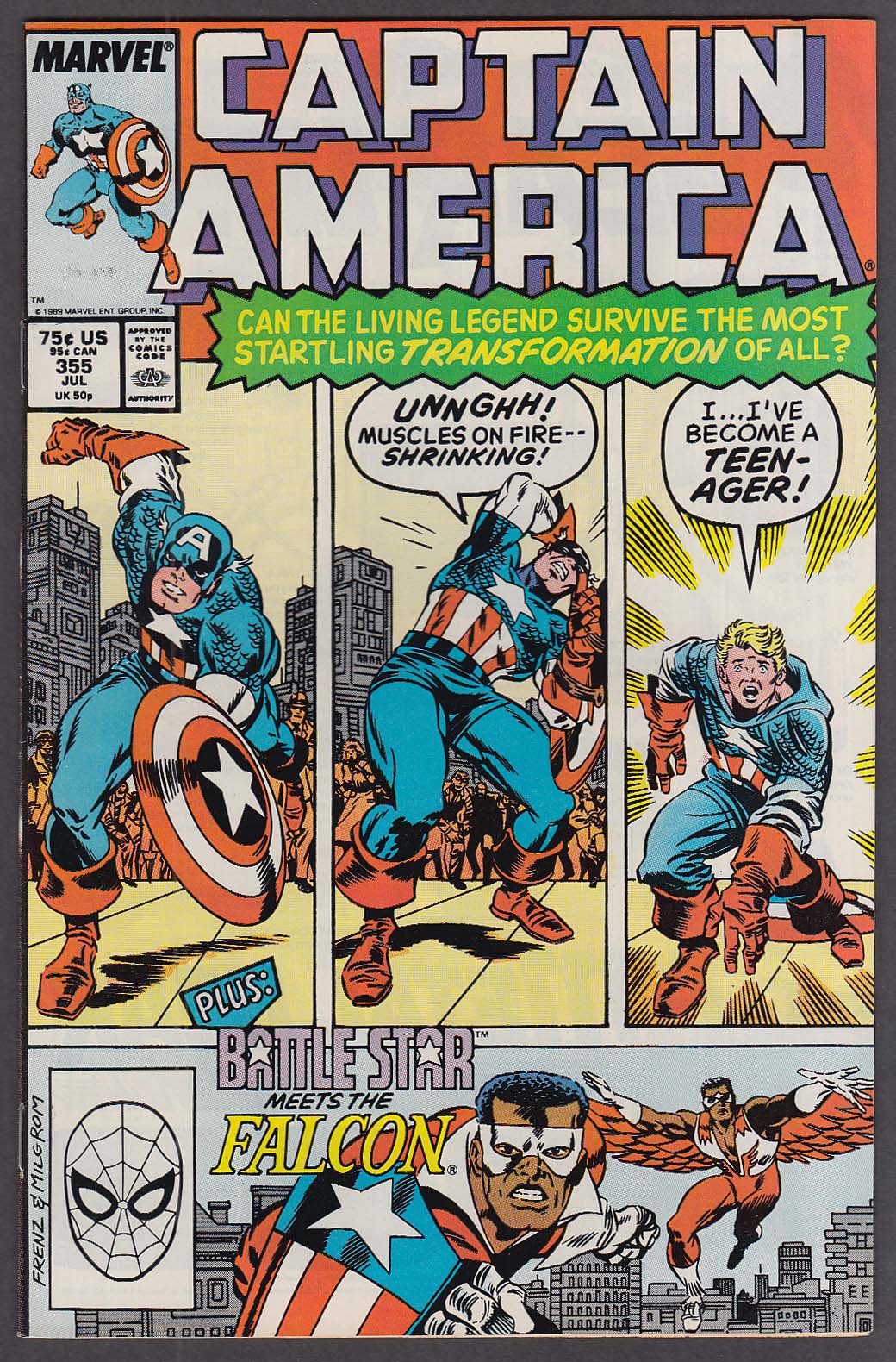 CAPTAIN AMERICA #355 Marvel comic book 7 1989