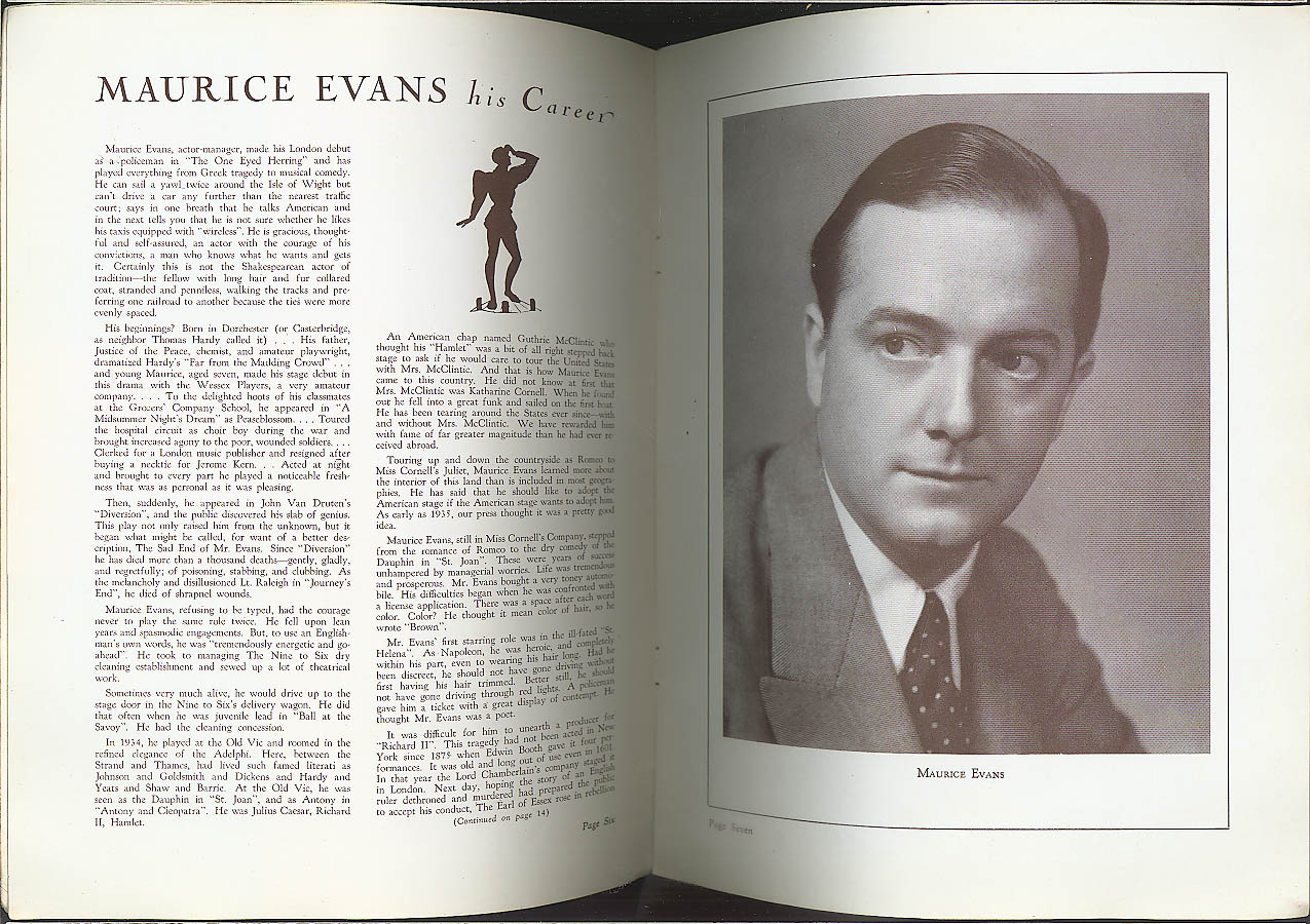 Maurice Evans as Henry IV Pt 1 souvenir program 1930s