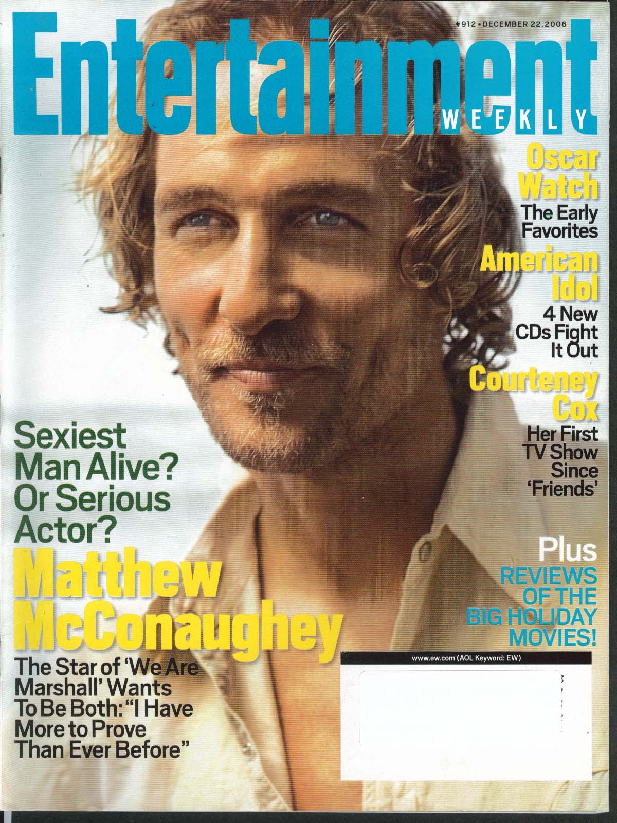 ENTERTAINMENT WEEKLY Matthew McConaughey Courteney Cox Beyonce ++ 12/22 ...