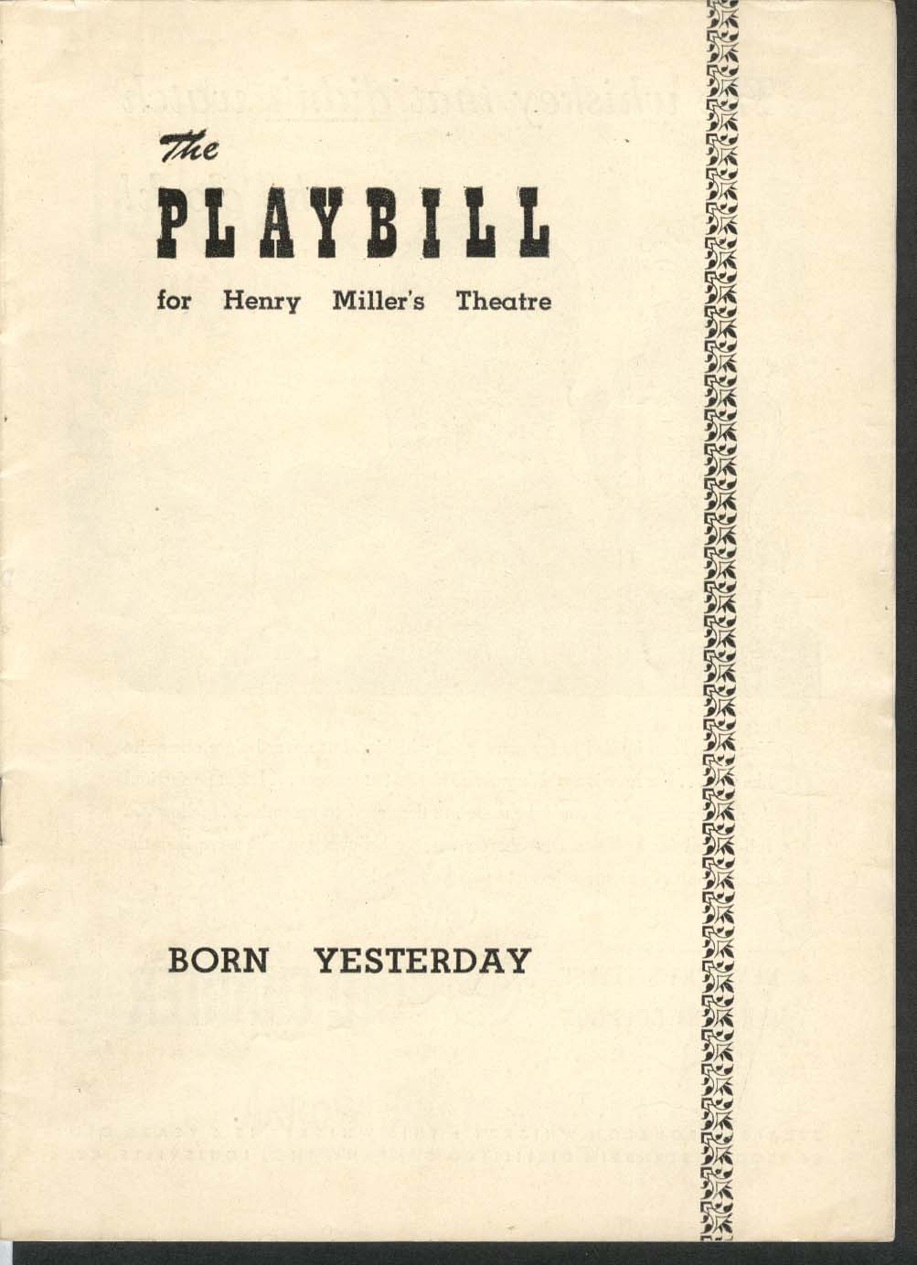 Born Yesterday Playbill 8/15/49 Paul Verrall Larry Oliver Frank Otto ...