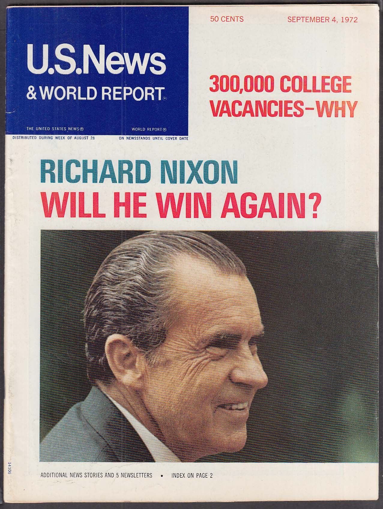 US NEWS & WORLD REPORT Richard Nixon George McGovern campaign 9/4 1972