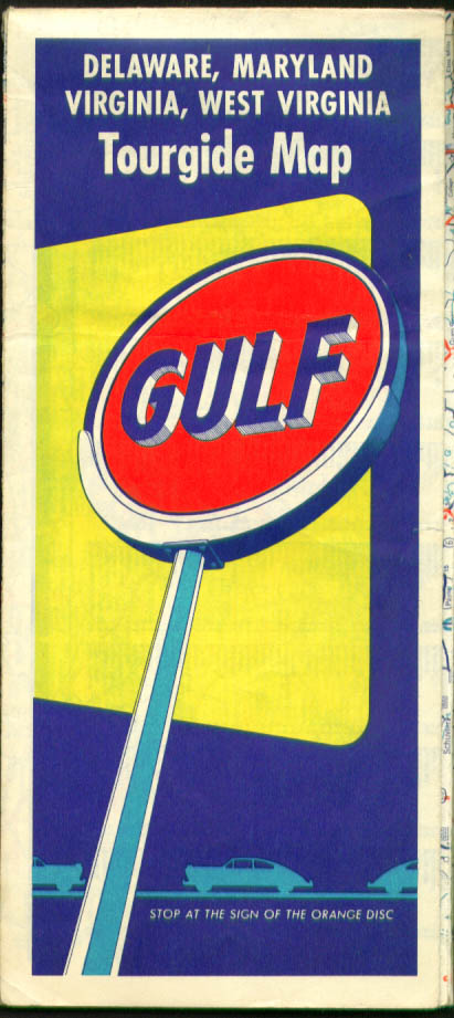 Gulf Gasoline Tourgide Road Map DE MD VA WV 1951