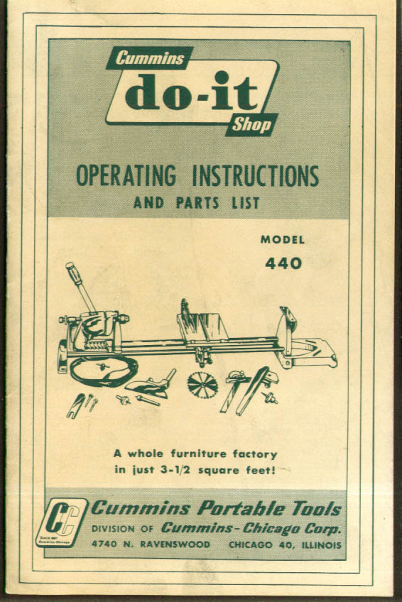 Cummins Do It Shop instruction bklt 1953  