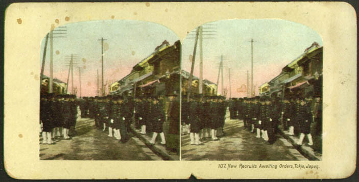 Sino-Japanese War recruits Tokyo stereoview 1894
