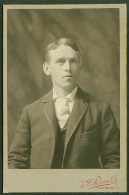 Big-ear blond man cabinet card D E Rowell Lancaster NH