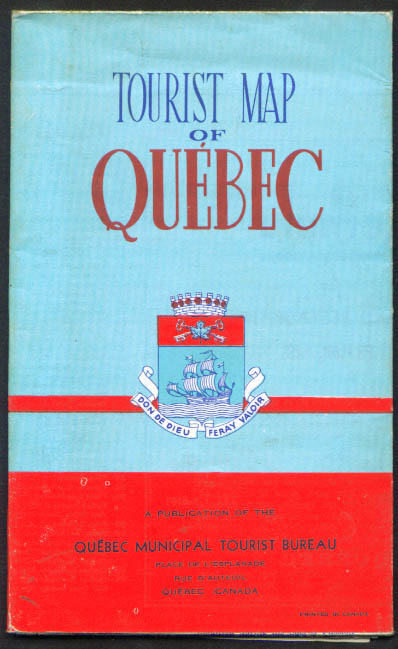Tourist Map of Quebec City Quebec 1952