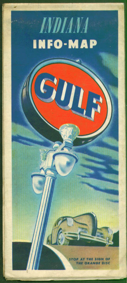 Gulf Gasoline Info-Map Road Map Indiana 1948