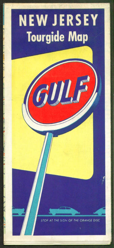 Gulf Gasoline Road Map New Jersey 1953