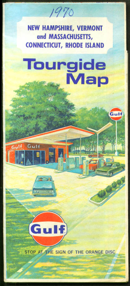 Gulf Gasoline Tourgide Road Map New England 1970