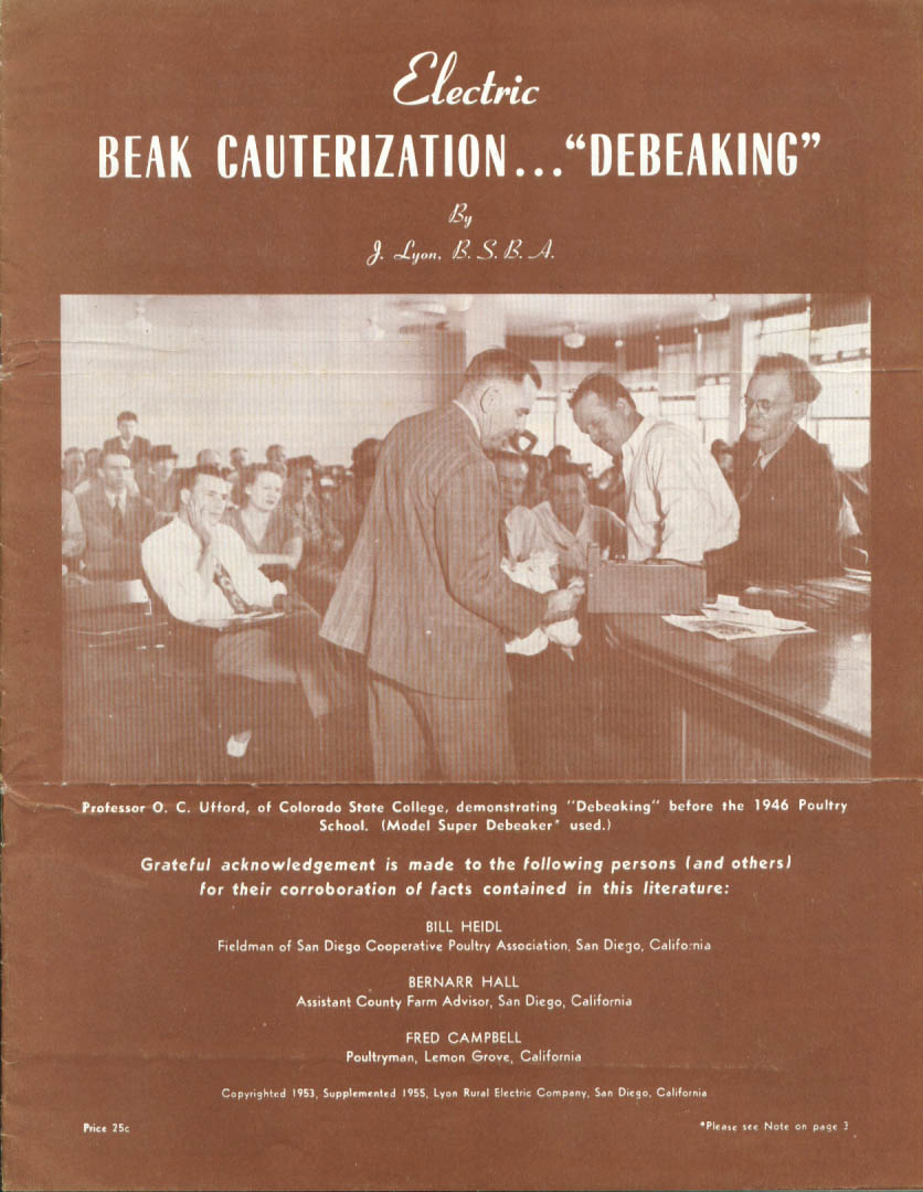 Lyon Rural Electric Debeaking Beak Cauterization 1953