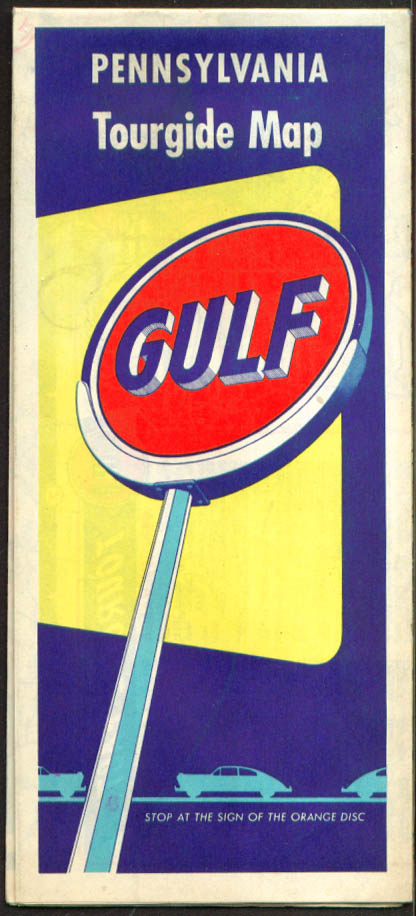 Gulf Gasoline Tourgide Road Map Pennsylvania 1952