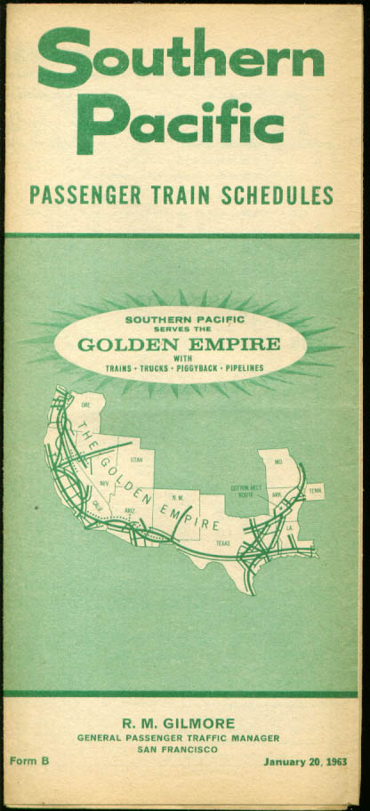 Southern Pacific RR Train Schedules 1963