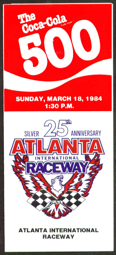 NASCAR Coca-Cola 500 Atlanta Raceway Info folder 1984