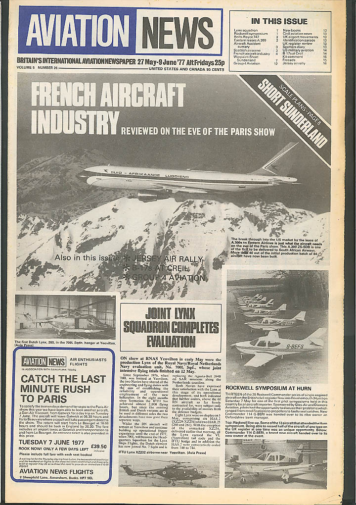 French Air Industry Short Sunderland Aviation News 1977