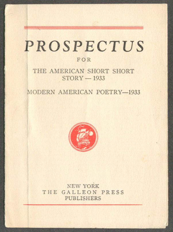 Galleon Press, NY. 4 1/2 x 6 1/4 4 panel folder. Not illustrated