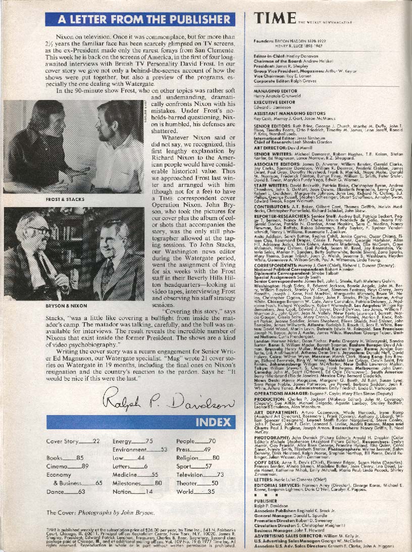 Time David Frost Richard Nixon Interviews 5 9 1977