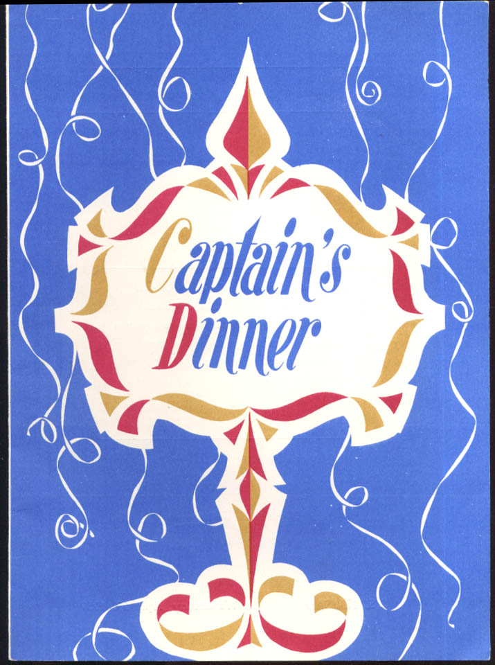 Incres Line S S Nassau Captain's Dinner Menu 4/29 1959