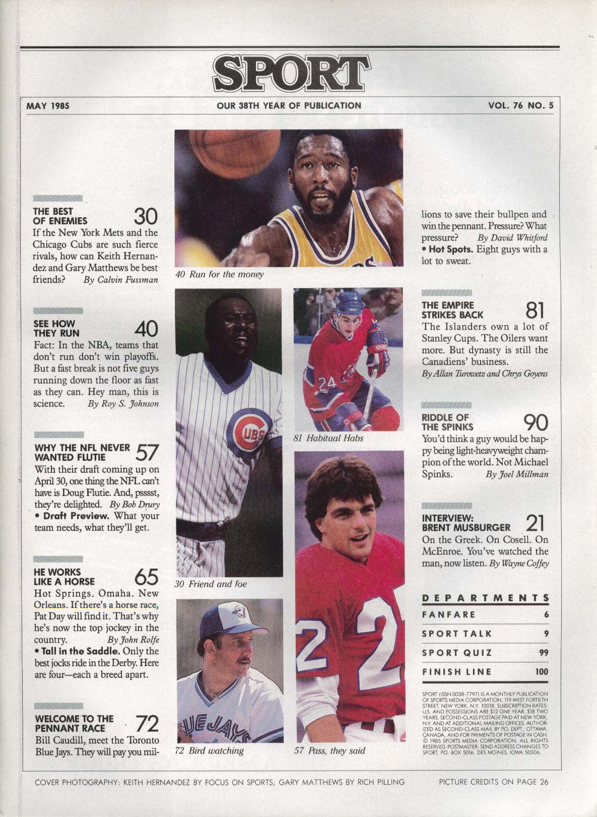 SPORT Keith Hernandez Gary Matthews Doug Flutie Bill Caudill 5 1985