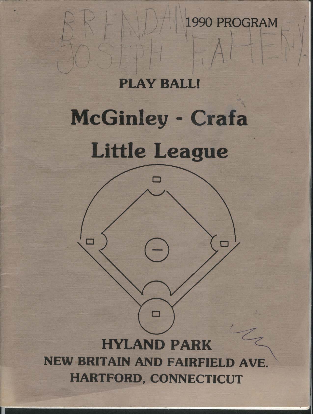 McGinley Crafa Little League 1990 Program Hyland Park Hartford Connecticut