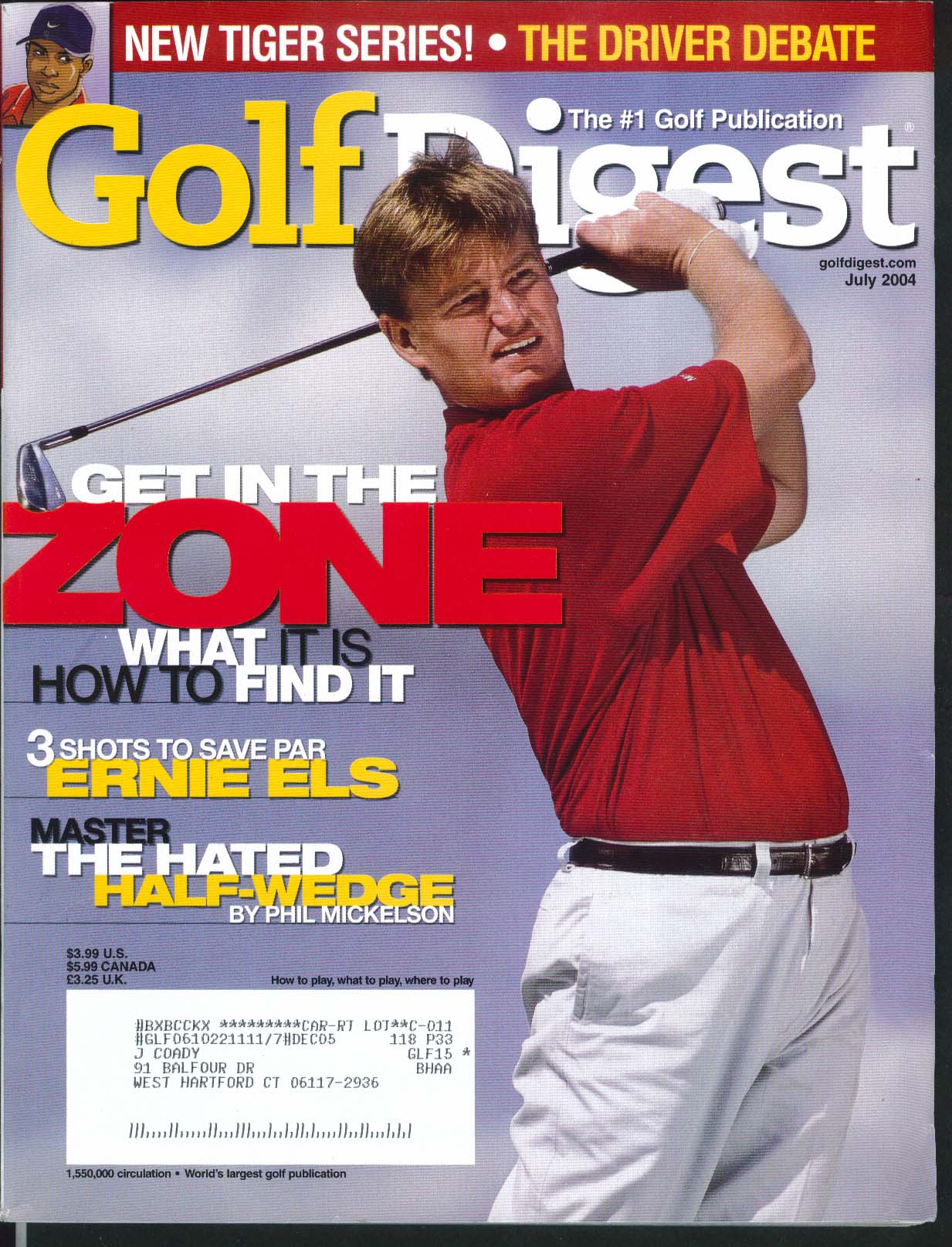 GOLF DIGEST Ernie Els Phil Mickelson Tiger Woods David Leadbetter 7 2004