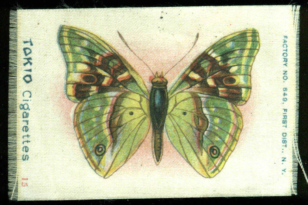Tokio Cigarettes Green Brown Butterfly Silk 15 CA 1910
