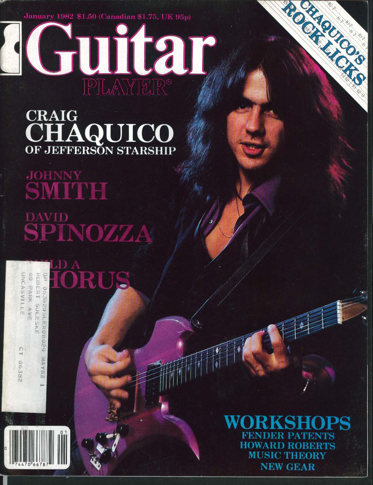 GUITAR PLAYER Craig Chaquico Jefferson Starship Johnny Smith Spinozza 1 ...