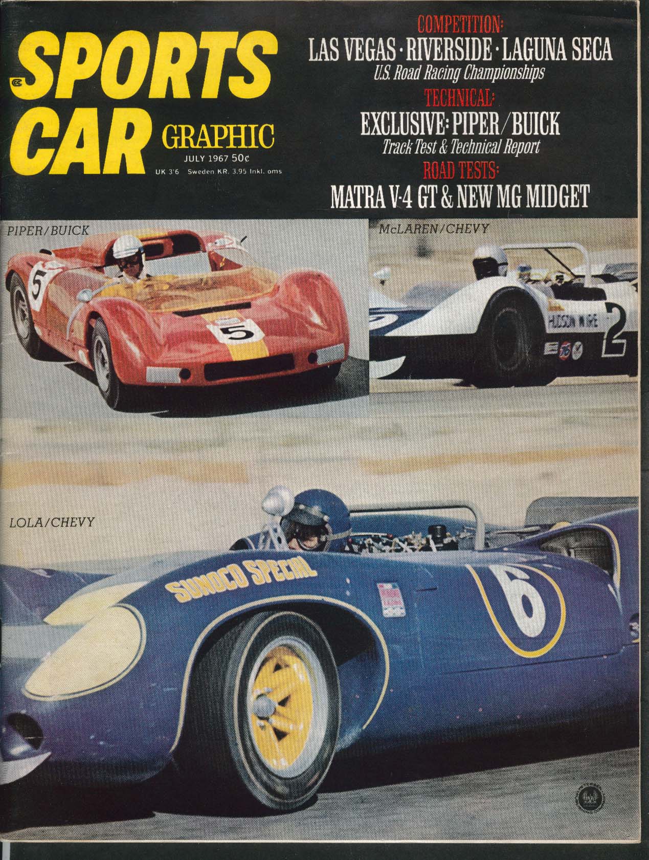 SPORTS CAR GRAPHIC Matra V 4 GT MG Midget road tests Piper Buick