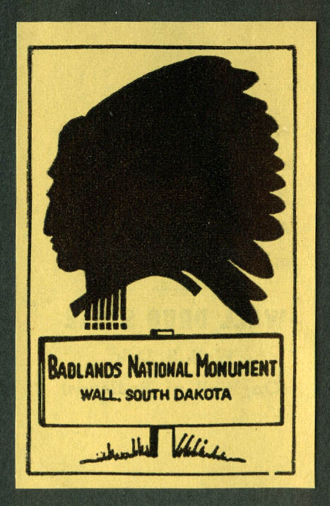 Badlands National Monument decal Wall Drug Store SD ca 1950s