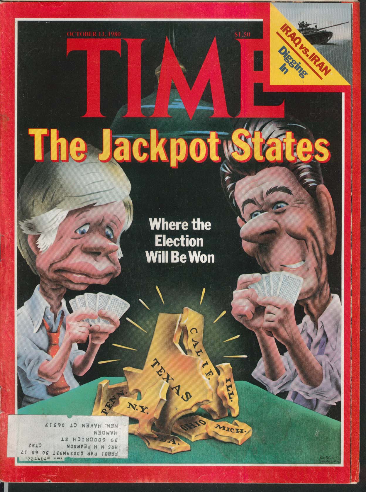 TIME Jimmy Carter Ronald Reagan Robert McNamara Iraq vs Iran 10/13 1980