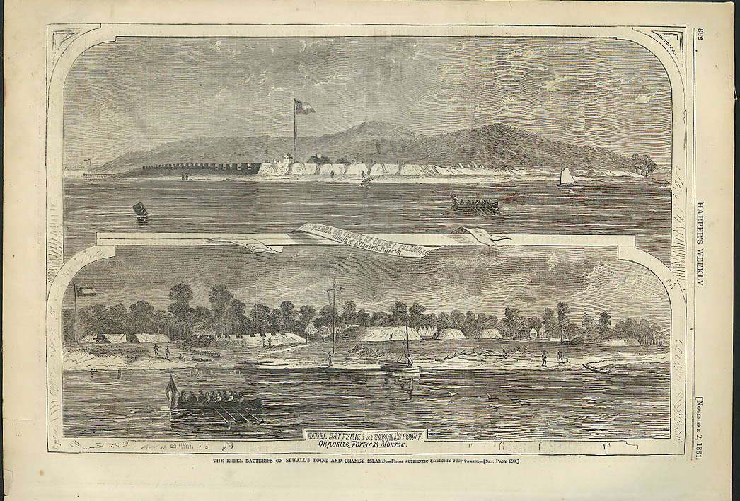 Rebel Batteries at Sewall's Point & Craney Island VA Harper's Weekly ...