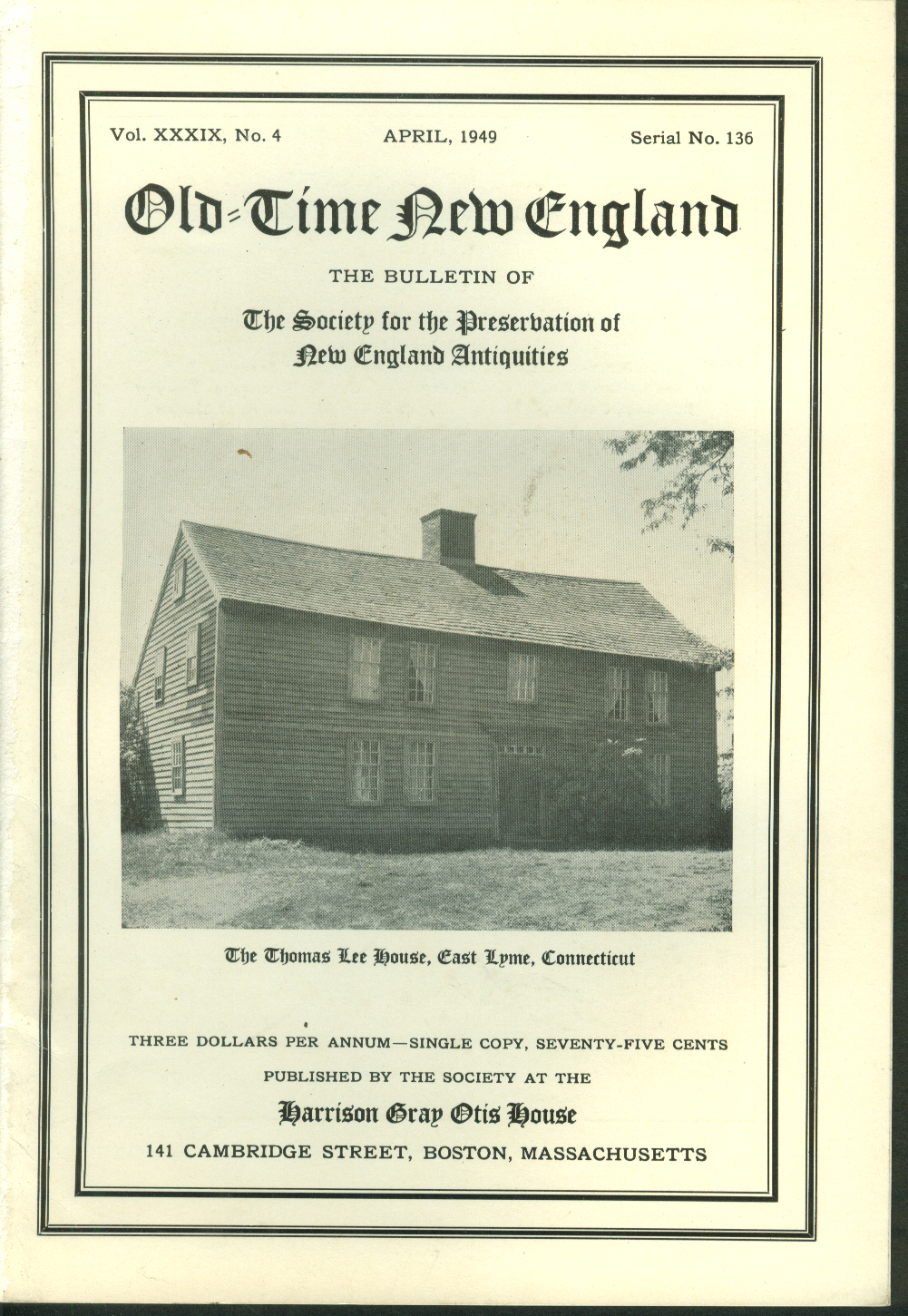 OLD-TIME NEW ENGLAND Thomas Lee House East Lyme Connecticut Louis Bonet ...