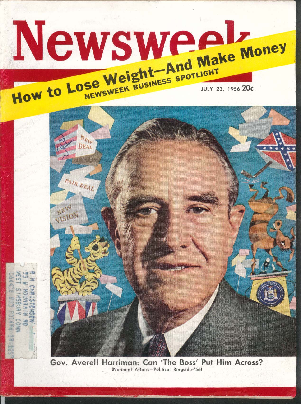 NEWSWEEK Governer Averell Harriman Eisenhower Drag Race Mania Nasser 7/ ...