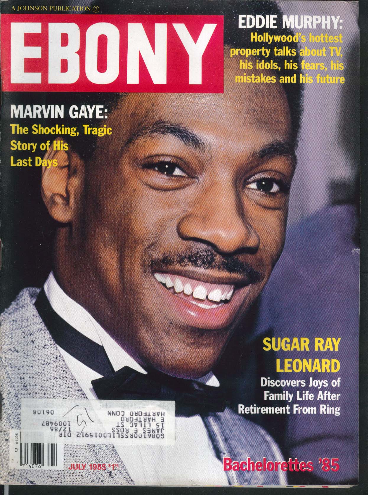 EBONY Eddie Murphy Marvin Gaye Sugar Ray Leonard 6 1985