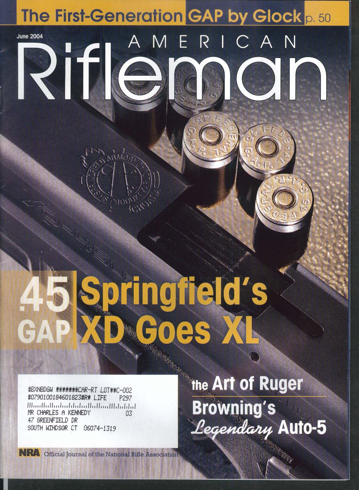 AMERICAN RIFLEMAN Springfield XD 45 Browning Auto-5 Ruger 6 2004